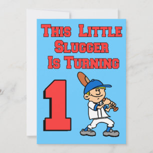 This Little Slugger Is Turning 1 Baseball Theme Invitation