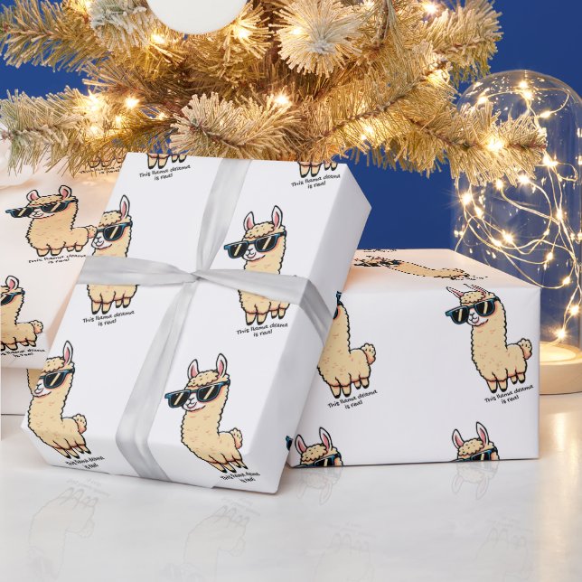 This Llama Drama Is Real quirky pose in sunglasses Wrapping Paper (Holidays)