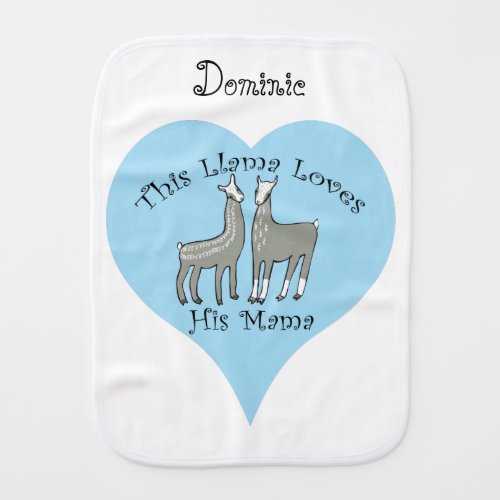 This Llama Loves His Mama Valentines Baby Shower  Baby Burp Cloth