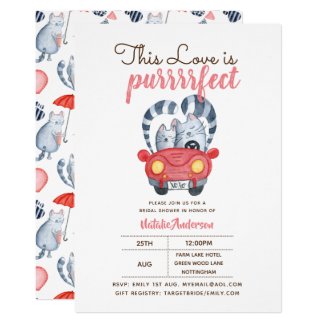 This Love is PURRFECT Cats Themed Bridal Shower Invitation