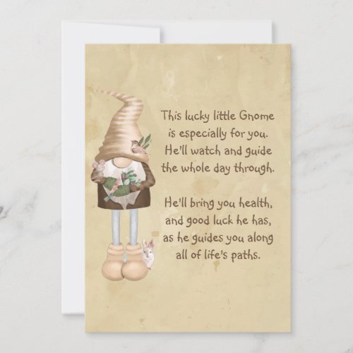  This lucky little Gnome Good luck  Health    Card