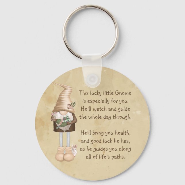  This lucky little Gnome Good luck & Health  Keychain (Front)