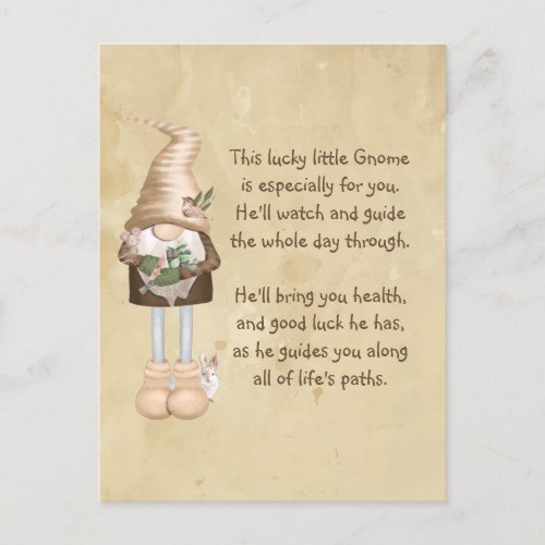  This lucky little Gnome Good luck  Health   Postcard