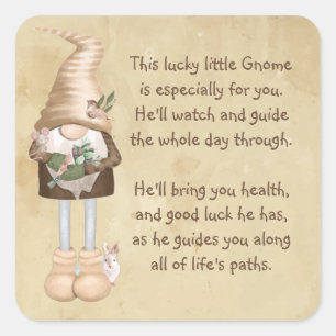 This lucky little Gnome Good luck & Health Square Sticker