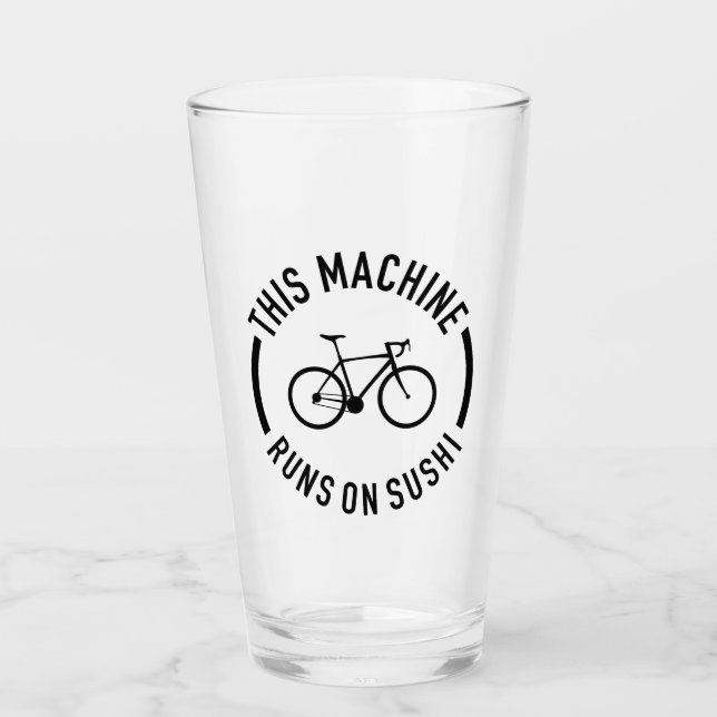 This Machine Runs On Sushi Bicycle Glass (Front)