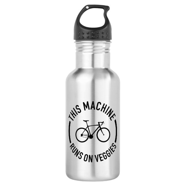 This Machine Runs On Veggies Bicycle Stainless Steel Water Bottle (Front)