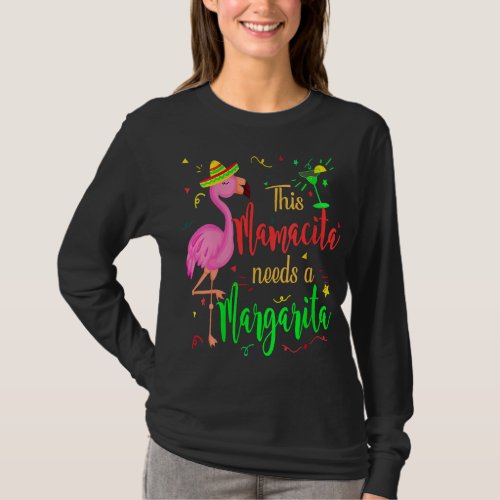This Mamacita Needs a Margarita Flamingo Mom T_Shirt
