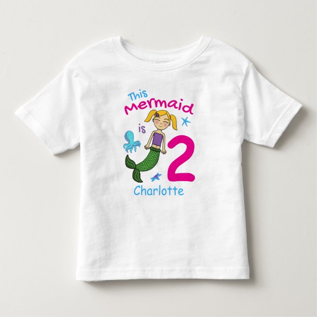 This Mermaid Is 2 Editable Name T-Shirt (Front)