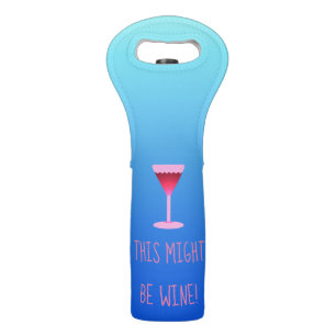 This might be wine, blue, glass, personalised wine bag