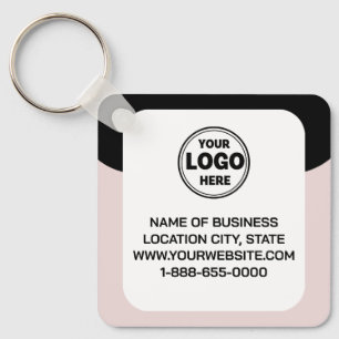 This modern and sleek black   Logo and QR Code Keychain
