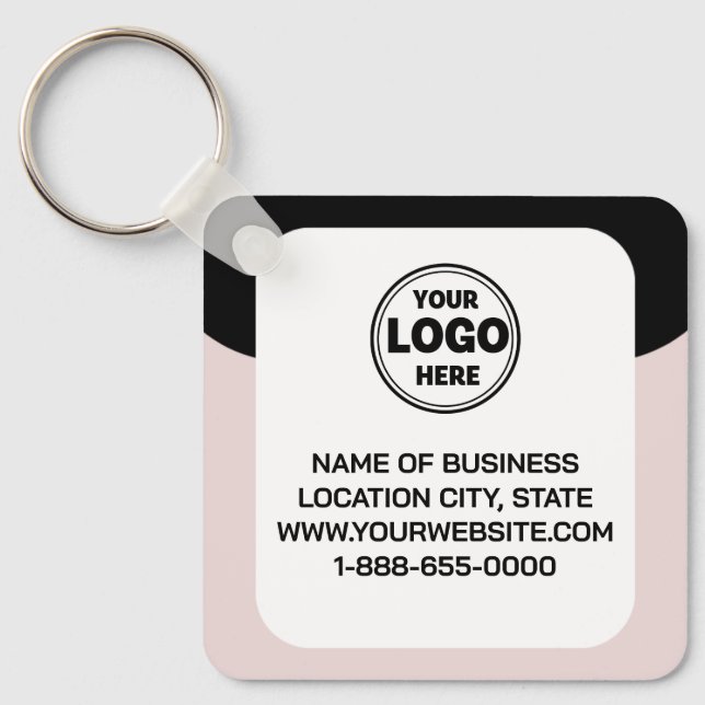 This modern and sleek black | Logo and QR Code Keychain (Front)
