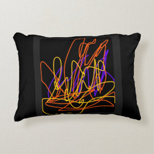 This modern pillow has a colorful neon design