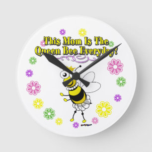 This Mom Is The Queen Bee Everyday Bee Flower Ring Round Clock