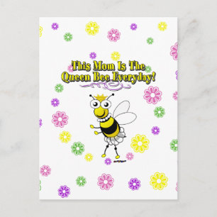This Mom Is The Queen Bee Everyday Bee & Flowers Postcard