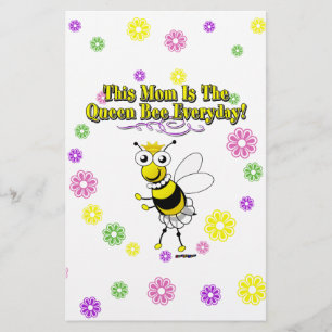This Mom Is The Queen Bee Everyday Bee & Flowers Stationery