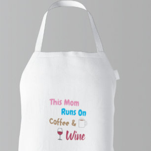 This Mom Runs On Coffee And Wine Adult Apron