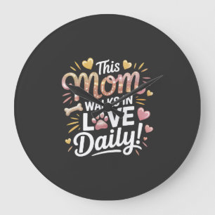 This Mom Walks in Love Daily - Pet Mom Life Large Clock