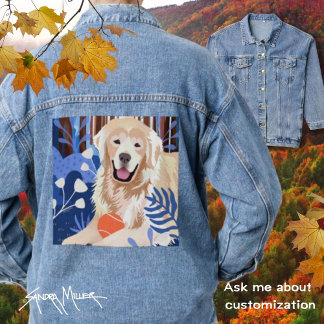 THIS MUCH IS TRUE Golden Retriever stylish denim Jacket