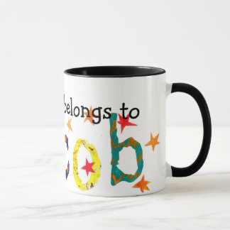 'This Mug belongs to Jacob' White Ringer Mug