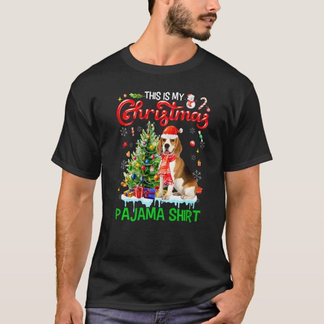 This My Christmas Pajama  Beagle Scarf Santa Xmas T-Shirt (Front)