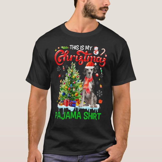 This My Christmas Pajama   Great Dane Scarf Santa  T-Shirt (Front)