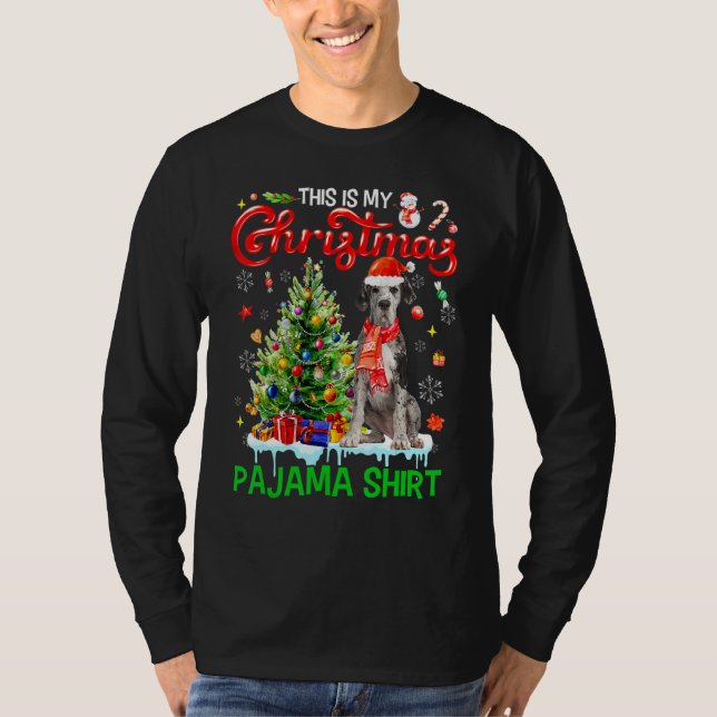 This My Christmas Pajama   Great Dane Scarf Santa  T-Shirt (Front)