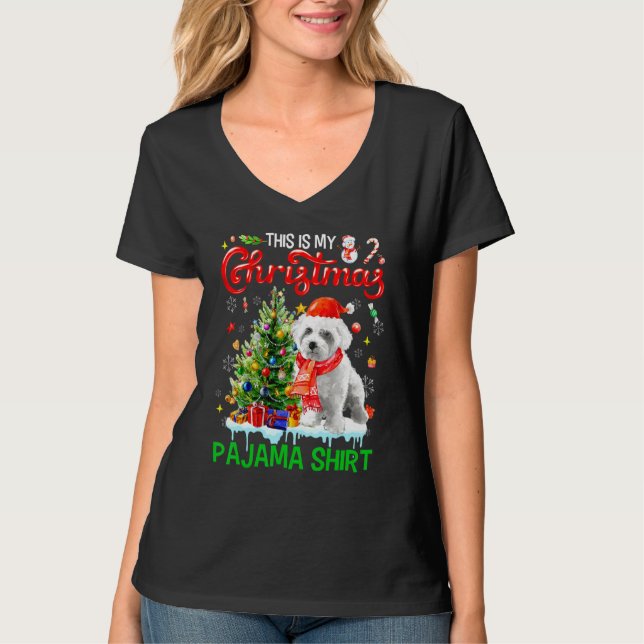 This My Christmas Pajama   Maltese Scarf Santa Xma T-Shirt (Front)