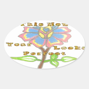This New Year Looks Perfect Floral Text Art Print Oval Sticker
