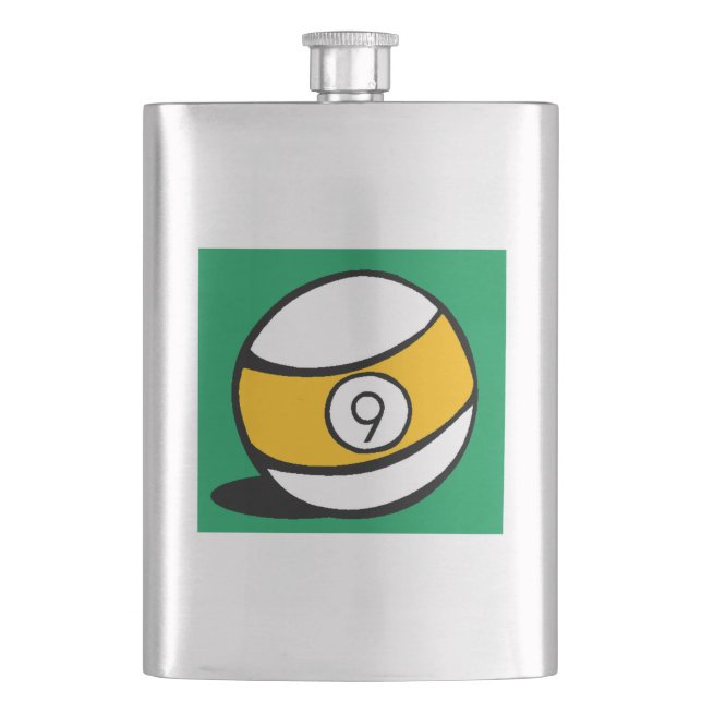 This Nine Ball design is a great gift idea for bil Flask (Front)