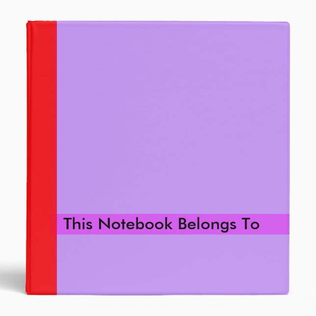 This Notebook Belongs To - Purple Strip Small 3 Ring Binder (Front)