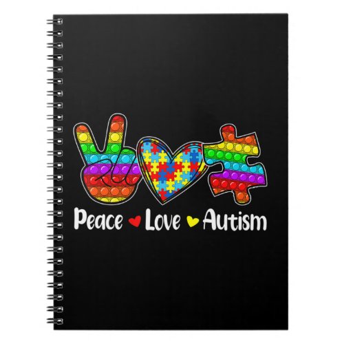 This Novelty Poppin With Sayings Peace Love Autis Notebook