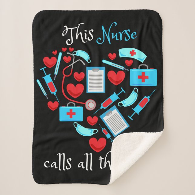 This Nurse Calls All The Shots Sherpa Blanket (Front)