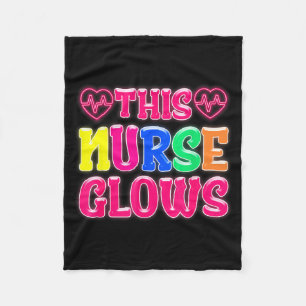This Nurse Glows Nursing Glow Retro  Fleece Blanket