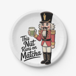 This Nut Is Running on Matcha Christmas Nutcracker Paper Plates