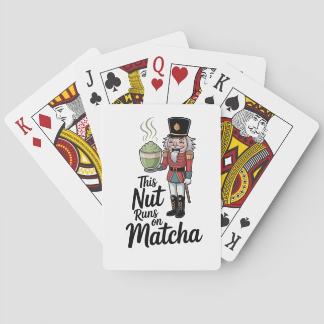 This Nut Runs on Matcha Christmas Nutcracker  Poker Cards (Back)