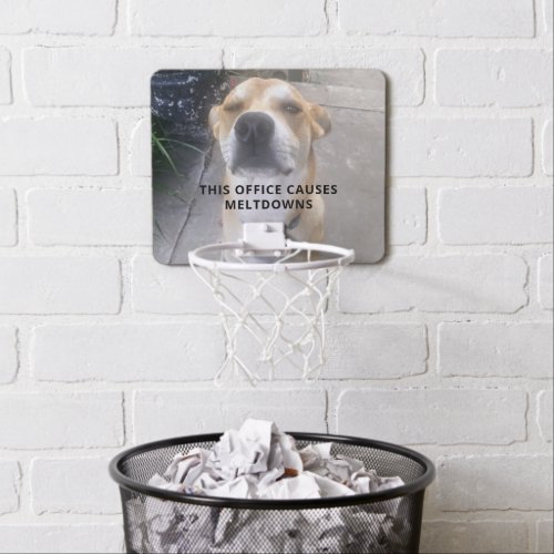 This Office Causes Meltdowns Funny Dog Photo Mini Basketball Hoop