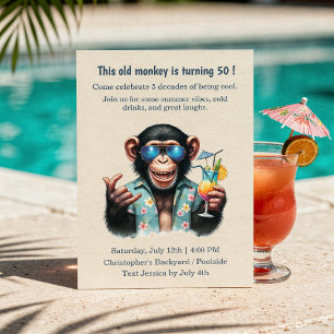 This Old Monkey is 50 Funny 50th Birthday Invitation