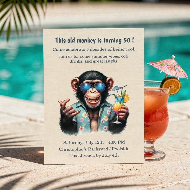  This Old Monkey is 50 Funny 50th Birthday  Invitation (This Old Monkey is 50 Funny 50th Birthday Invitation)