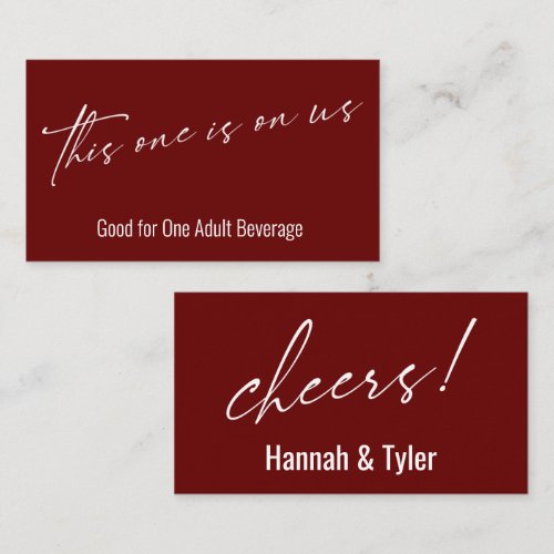This One is On Us Burgundy Drink Ticket Enclosure Card