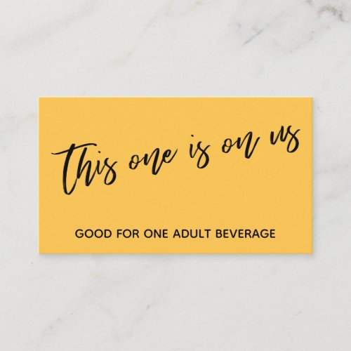 This One is On Us Casual Apricot Drink Ticket Enclosure Card