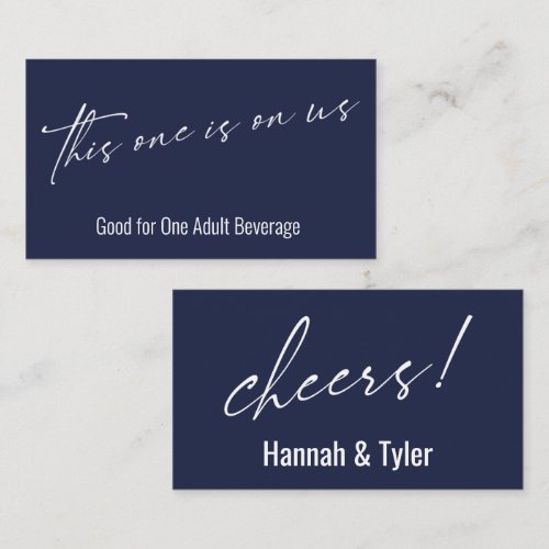 This One is On Us Navy Blue Drink Ticket Enclosure Card