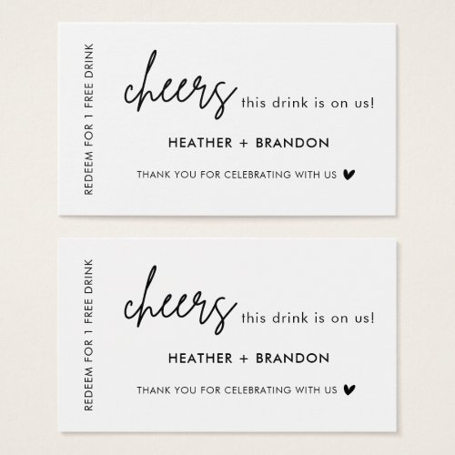 This One Is On Us Wedding Drink Ticket Cards