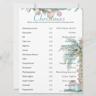 This or That Coastal Christmas Game Card