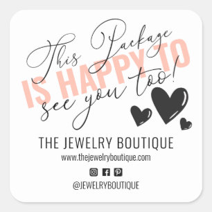 This Package is Happy to See You Too Hearts Etsy Square Sticker
