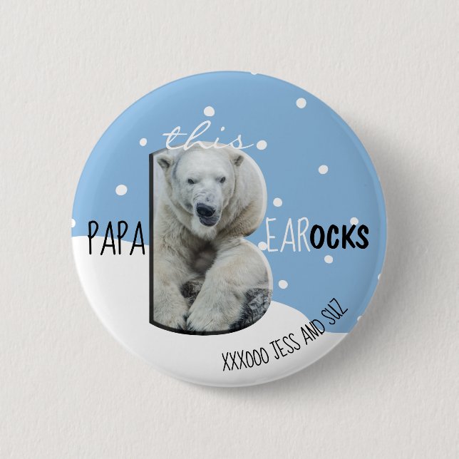 This PaPa Bear Rocks Father's Day Button (Front)