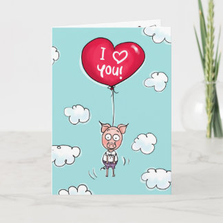 This pig loves you. holiday card