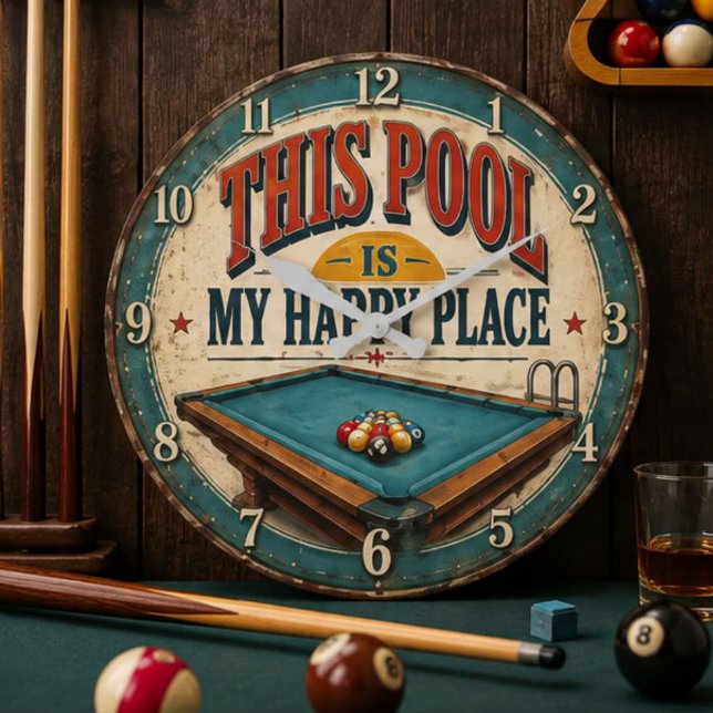 This Pool Is My Happy Place  Large Clock (Creator Uploaded)