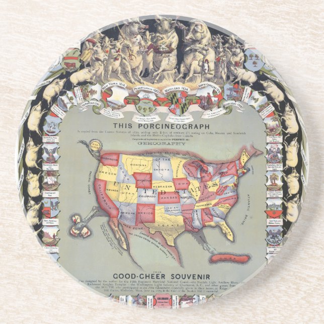 THIS PORCINEOGRAPH, c1876 Drink Coaster (Front)