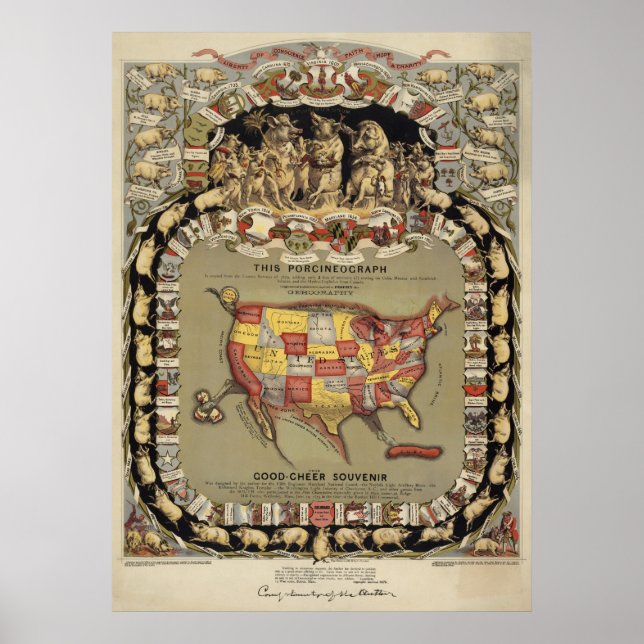 "This Porcineograph" (Forbes) 1876 BigMapBlog.com Poster (Front)