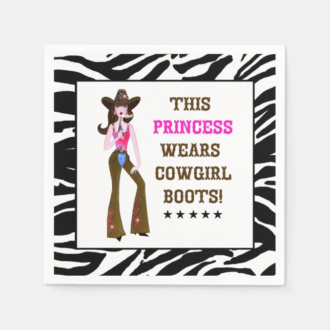 This Princess Wears Cowgirl Boots! Paper Napkins (Front)